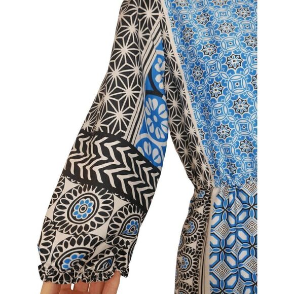 LOFT |  Womens Petite Blue Geometric Pattern Dress Size XXSP - Picture 4 of 12